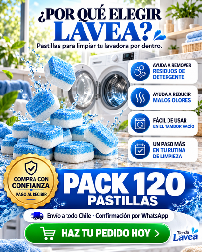 Pastillas Limpia Lavadora — Elimina Sarro y Malos Olores