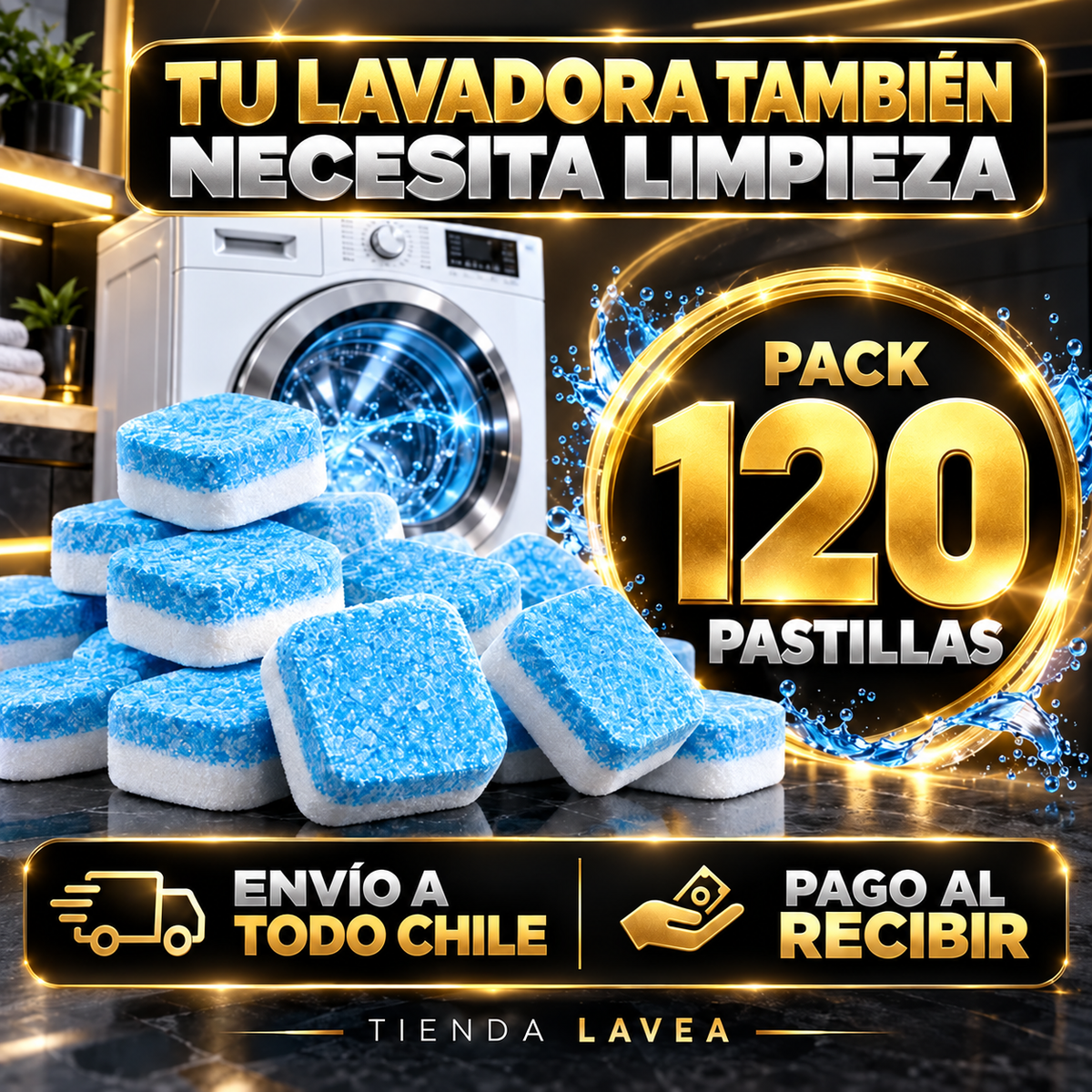 Pastillas Limpia Lavadora — Elimina Sarro y Malos Olores